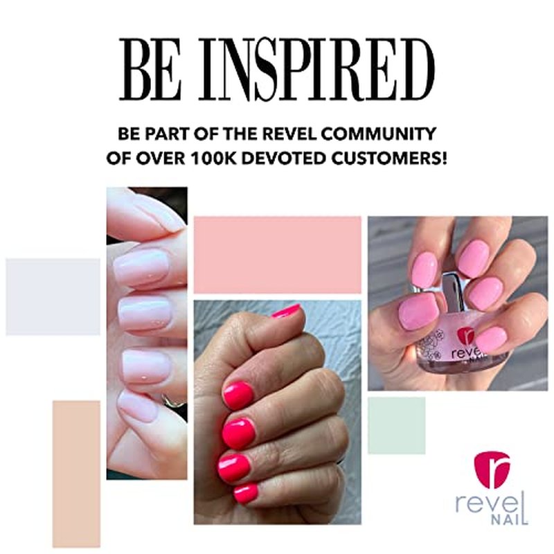 Revel Nail Starter Kit - 4 Color Manicure Set with Dip Nail Powder and Dip Powder Liquid Set - Pretty in Pink
