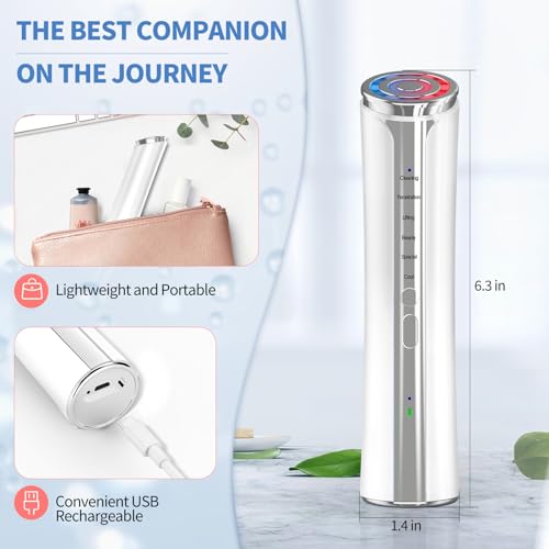 Texet Microcurrent Facial Device, Facial Massager, Home Use Skin Tightening Machine Light Therapy for Face Eye Neck Lifting 6 in 1 Skin Care Tool