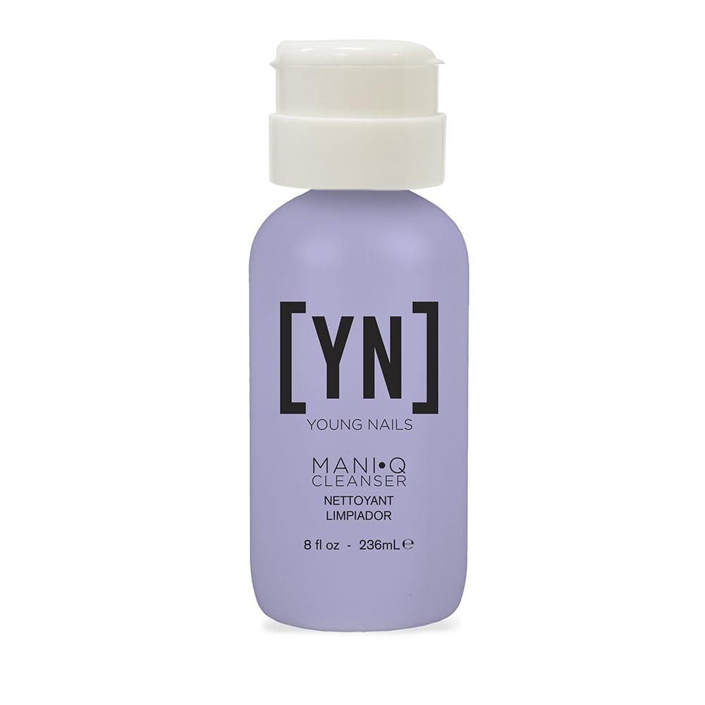 Young Nails Mani Q Gel Nail Cleanser - Nail Surface Cleanser for Gel Polish, Sticky Gel Residue Remover, After-Curing Gel Polish Cleanser, 8 fl oz