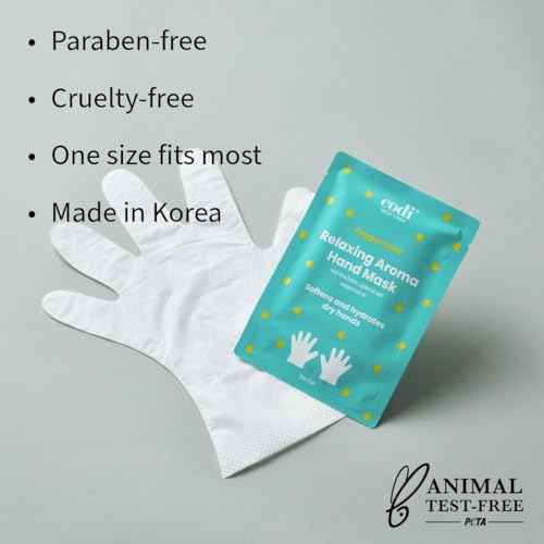 Relaxing Aroma Hand Mask 6 Pairs | Natural Scent | Soothes & Hydrates Dry Hands | Hydrating Hand Treatment for Rough Skin & Dry Cuticles | Home Spa Gloves | Korean Skincare (Peppermint)