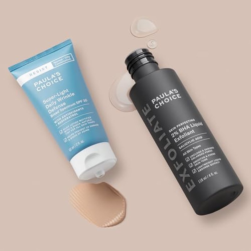 Paula's Choice 2% BHA Liquid Exfoliant & SPF 30 Daily Wrinkle Defense - Salicylic Acid for Enlarged Pores & Blackheads | Set of 2