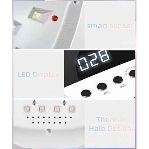 UV LED Nail Lamp with 72 Beads, 320W Nail Curing Lamps for Gel Polish with Automatic Sensor/4 Timer Setting,Led Nail Dryer, Professional Nail Art Drying Tools for Fingernail and Toenail