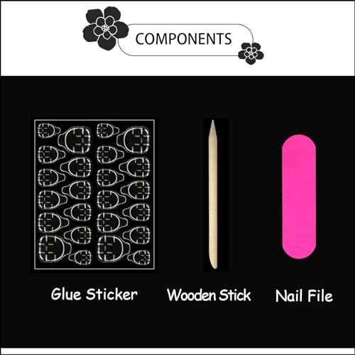 French Tip Press on Nails Almond Fake Nails Press ons with Designs Chrome False Nails Medium Glossy Full Cover Glue on Nails French Acrylic Stick on Nails for Women Nail Manicure Decoration 24Pcs