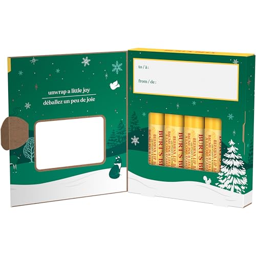 Burt¡¯s Bees Christmas Gifts, 4 Lip Balm Stocking Stuffers Products, Beeswax Bounty Classic Set - Original Beeswax Moisturizing Lip Balm (4-Pack)