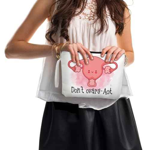 Don't Ovary Act Makeup Bag, Funny Travel Cosmetic Bag Gifts for Midwife Nurse Gynecology Nurse, Ovary Uterus Cosmetic Bag, OBGYN Appreciation Gift, Thank You Gifts for Obstetrics
