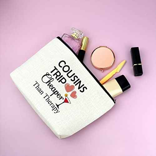 Cousin Makeup Bags for Women 2 Pieces Cousins Trip Gifts Bags Bulk Inspirational Gift for Cousin Gifts from Cousins Funny Gifts for Cousin Cosmetic Bag Female Friendship Weekend Gifts Birthday Gift