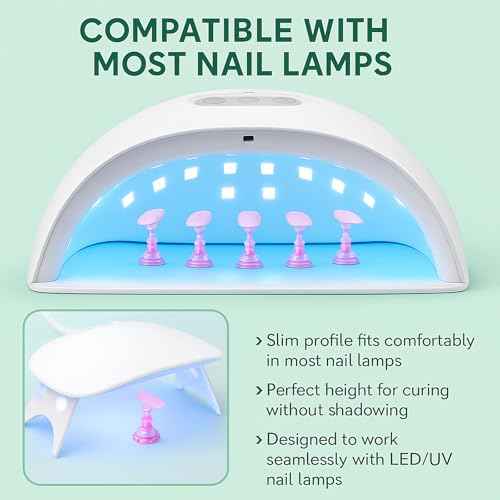 Nail Stand for Press On Nails ? 2 Set Acrylic Nail Holders For Painting Nails, 10 Nail Stand, 60Pcs Adhesive Putty Clay, 1 Flower Shaped Base & Tweezer ? Nail Art Practice Kit for Salon & Home