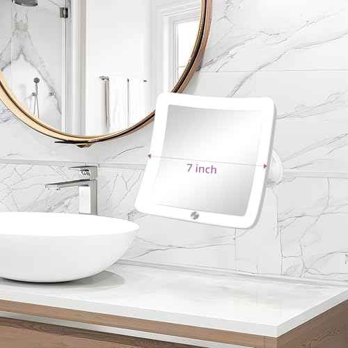 Fabuday 30X Lighted Magnifying Mirror with Lights - Makeup Mirrors with Suction Cups and Magnification for Bathrooom, Dual Power Supply, Adjustable Lighting, Light Up Magnified Mirror Square