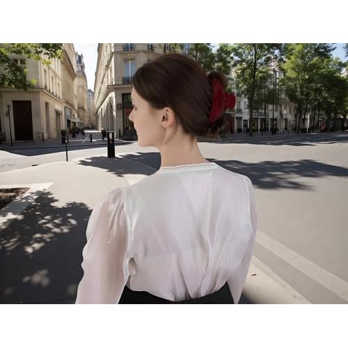 Durable Acetate Hair Clips - 4-Inch Cherry Red Claw Clips for Fine and Thick Hair (Red)