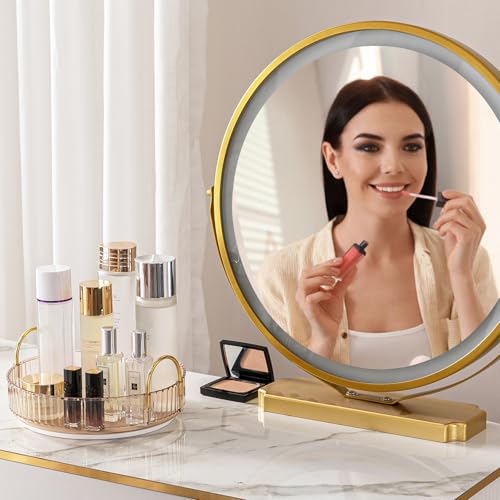 Makeup Organizer for Vanity, 360¡Æ Rotating Bathroom Organizer Countertop, High-Capacity Skincare Organizer, Spinning Cosmetics Organizer for Dresser Countertop (1 Tier, Amber)