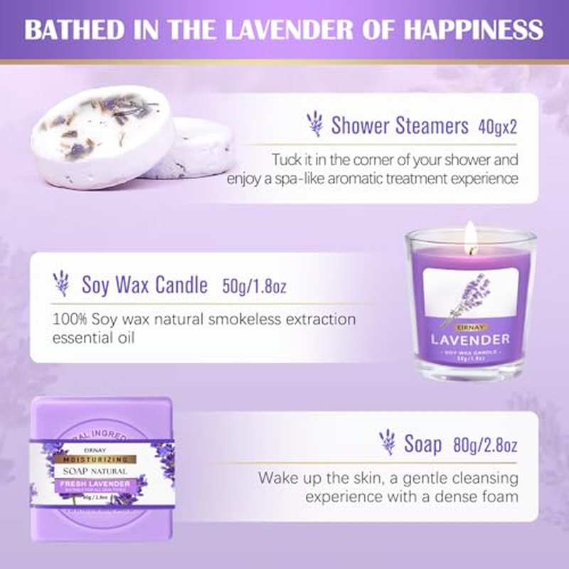 Gift for Women, Spa Gift Baskets for Women - 17pcs Lavender Sets with Body Lotion, Bubble Bath, Relaxing Bath Sets, Birthday Christmas Gifts for Her, Spa Kit for Mom Wife Sister Friend