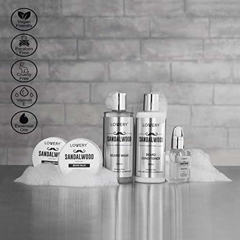 Christmas Mens Gifts, Sandalwood Beard Grooming Kit, Mens Grooming Kit for Boyfriend Dad, Him, 11pc Beard Straightener for Men Beard Care, Beard Growth and Trimming Gift, Beard Wash Growth Oil & More