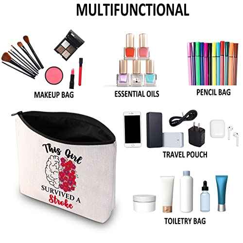 G2TUP Stoke Awareness Gift This Girl Survived A Stroke Makeup Bag Stroke Survivor Cosmetic Bag Stroke Warrior Gift Zipper Travel Bag (Survived A Stroke MB)