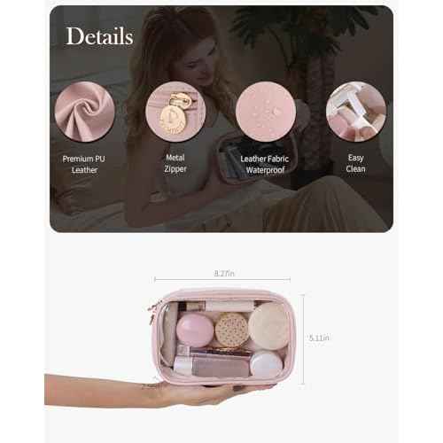 Pocmimut Mini Makeup Bag with Small Cosmetic Bag Travel Essentials Organizers,TSA Approved Toiletry Bag Makeup Pouch Clear Cosmetic Bags for Women,Pink