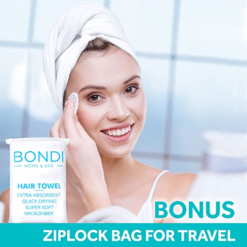 Bondi SPA Microfiber Hair Towel ? Dries Hair 50% Faster ? Anti-Frizz ? Highly Absorbent & Super Soft - XL (42 x 22) - Rectangle