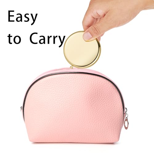 Compact Mirror, Pocket Travel Makeup Mirror for Purse, Metal Round Shell, 2-Sided 1X/2X Magnifying, Portable, Folding, Handheld, Gold, 12 Pack