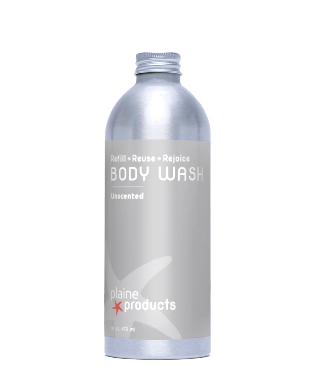 Plaine Products Eco-Friendly Body Wash - Unscented - Sulfate/Paraben/Phthalate Free, 16 oz (Refill Bottle - No Pump)