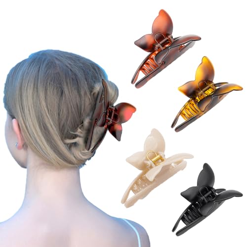 Butterfly Hair Clips, 4.7 inch Large Butterfly Claw Clips For Thick Thin Hair, Strong Hold Nonslip hair clips, Matte Hair Clips for women (4Pcs)