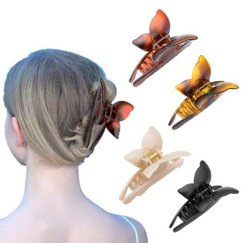 Butterfly Hair Clips, 4.7 inch Large Butterfly Claw Clips For Thick Thin Hair, Strong Hold Nonslip hair clips, Matte Hair Clips for women (4Pcs)