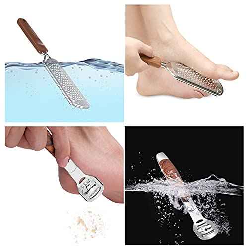 Colossal Foot Rasp & Wood Handle Callus Shaver (10 Replacement & 1 File Foot Heads), Pedicure Foot File Kit, Heel Scraper for Feet, Foot File Callus Remover