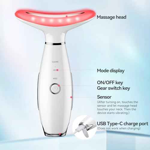 7 Color Neck Face Massager Tool, Facial Massager for Skin Care at Home, Face Sculpting Tool with Thermals, Vibration (White)
