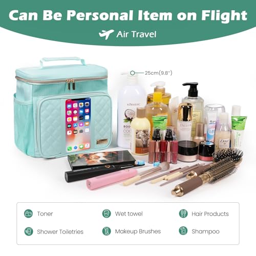 Travel Toiletry Bag for Women, Water Resistant Portable Hanging Toiletry Bags for Traveling, College Dorm, Bathroom, Gym, Shower Caddy, Organizer for Full Sized Bottles, Toiletries (Green)