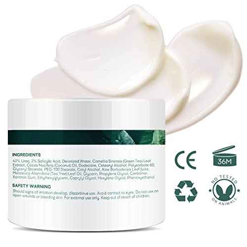 Urea cream 40 perent for feet: Maximum Strength Urea lotion for cracked Heels and Rough Thick Skin for foot- 42% Crema 5.29 oz.