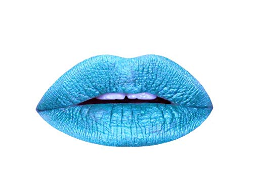 Aromi Metallic Liquid Lipstick - Bright Blue Smudge-Proof Color | Vegan, Long Wear, Shimmery Finish