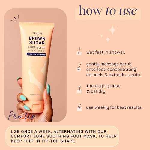 SpaLife Beauty Brown Sugar Foot Scrub ? Exfoliating Foot Treatment for Dryness & Roughness ? Sugar Scrub for Feet ? Made with Shea Butter & Sweet Almond Oil to Soften & Smooth Skin
