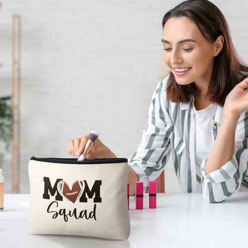Kacctyen 9 Pcs Football Mom Gifts Cosmetic Bags Football Accessories for Women Ball Player Team Mom Appreciation Gift Makeup Bag Travel Zipper Pouch for Ball Sports Lover Birthday Christmas Gift