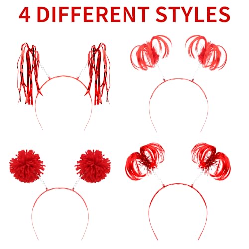 COCIDE 12Pcs Pom Pom Headbands Party Headbands Tinsel Wrapped Ponytails Headbopper Headwear for Birthday Festival