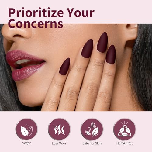 CANNI Dark Red Gel Nail Polish, 1Pcs Burgundy Red Gel Polish Deep Red Color Nail Polish Gel High Gloss Soak Off U V Gel Nail French Nail Manicure Salon DIY