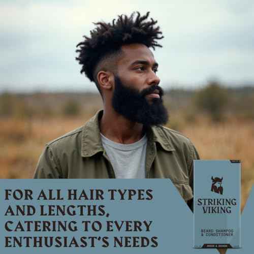 Striking Viking Beard Shampoo and Conditioner Set ? 4 Fl Oz Each, Fresh Masculine Scent - Beard Wash and Conditioner for Men - Cleanses & Softens, with Argan & Jojoba Oil - Sulfate & Paraben Free