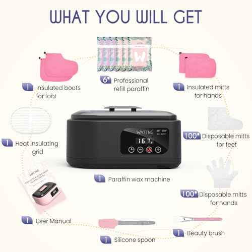 Wattne Paraffin Wax Machine for Hands & Feet ? Paraffin Wax Warmer Moisturizing Kit with Auto-Timer & Precision Temperature Control, Paraffin Wax Bath for Arthritis, Dry Skin Care, Home Spa-Black