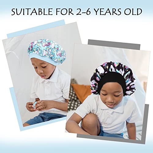 4 Pcs Silk Bonnet for Sleeping Kids Bonnets for Girls Baby Satin Sleep Cap Hair Wraps for Curly Natural Hair Elastic Wide Band