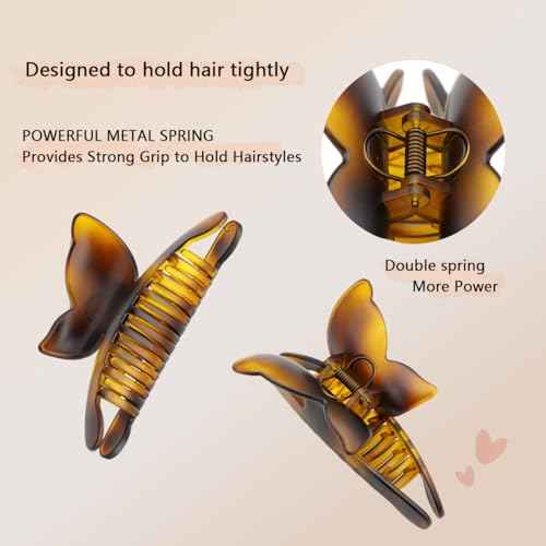 Butterfly Hair Clips, 4.7 inch Large Butterfly Claw Clips For Thick Thin Hair, Strong Hold Nonslip hair clips, Matte Hair Clips for women (4Pcs)