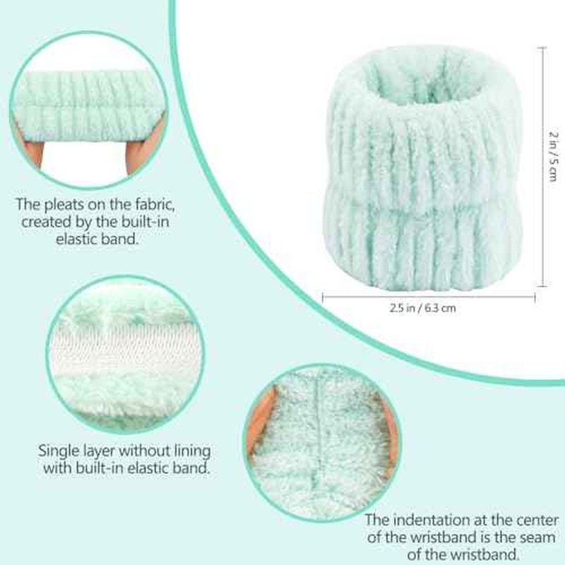 Spa Headband and Wristband Set Skincare Makeup Headband Bowknot Snail Headbands Wrist Bands for Washing Face Cute Animal Face Wash Head Band for Women Girls (Green)