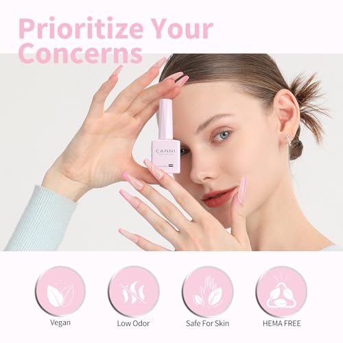 CANNI Light Pink Gel Nail Polish, 1Pcs Baby Pink Gel Polish Soft Pale Color High Gloss Soak Off U V Nail Manicure Salon DIY