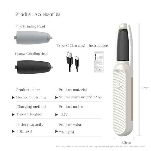 Electric Callus Remover for Feet, Rechargeable Waterproof Foot File with 2 Roller Heads, Cordless Pedicure Tool for Cracked Heels & Dead Skin