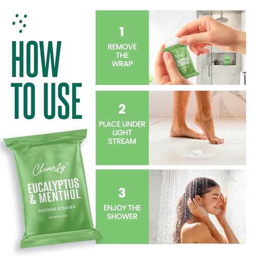 Cleverfy Eucalyptus for Shower Steamers Aromatherapy ? Stocking Stuffers for Women, Teens and Wife ? Christmas Gifts for Women and Teen Girls ? White Elephant Gifts for Adults ? 18 Tablets