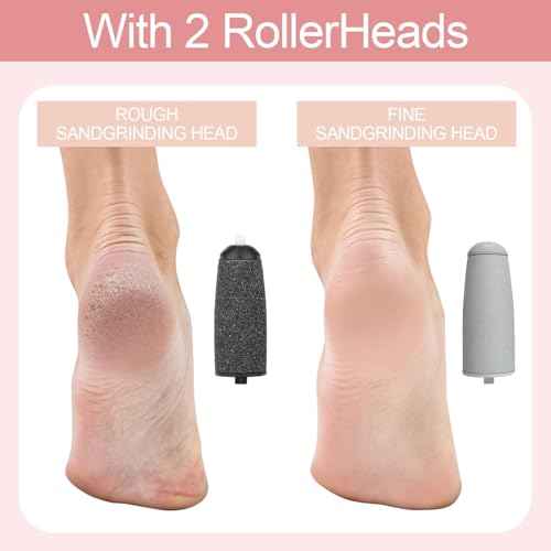 LQT¢ç Electric Foot File ? Rechargeable Callus Remover for Hard, Cracked Skin ? at-Home Pedicure Kit for Smooth Feet (Men & Women) (Pink)