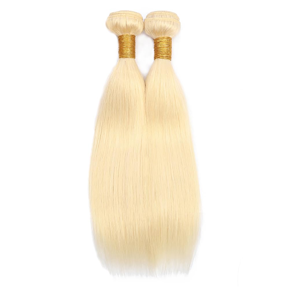 30 30 Inch AuokMar Blonde Human Hair Bundles 613 Straight Bundle Unprocessed Virgin Hair 2 Bundles 8A Grade 613 Blonde Straight Bundle
