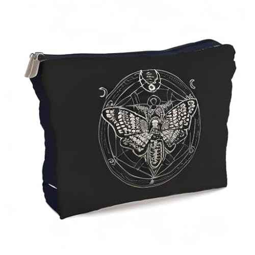 Moth Dead Head Makeup Bag, Witchy Gifts Witch Stuff Makeup Bag Cosmetic Bags for Women, Gothic Small Makeup Cosmetic Bag for Purse