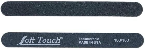 Soft Touch Nail File - 100/180 Grit Double-Sided Cushion for Natural & Artificial Nails | 7 Inch, 25 Pack