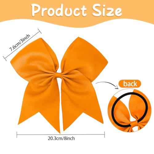 2 PCS Large Orange Hair Bows for Girls - Cheerleading Bows with Large Size for Cheerleaders' Hair