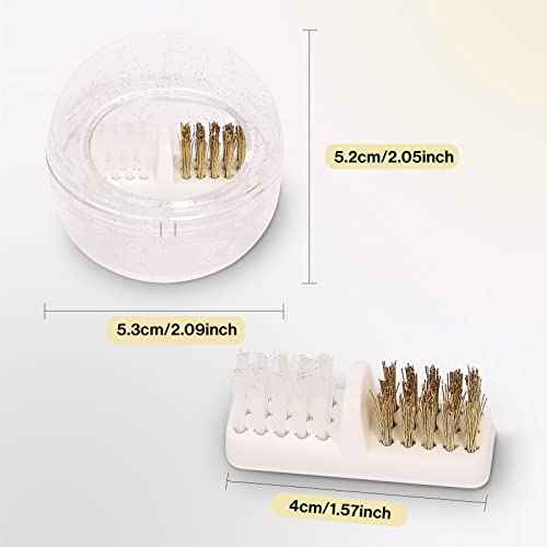 MelodySusie Nail Drill Bits Cleaner Brush Case Accessories with Clear Cover for Cleaning Tungsten Carbide Ceramic Nail Drill Bits Cuticle, Steel Wire & Nylon Double Brush - White