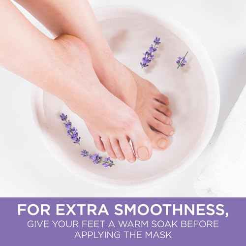 Lee Beauty Exfoliating Foot Peeling Mask (4 Pack) - Foot Mask for Dry Cracked Feet with Lavender, Lactic Acid and Mandelic Acid - Removes Dead Skin Feet Peeling Mask (4 Pairs)