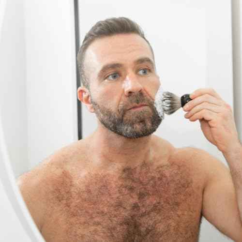 7Pcs Men Shaving Brush Wood Handle, Professional Salon Tools Hand Crafted Shaving Brush Wood Handle Black Wood Handle Shave Brushes Handmade Nylon Hair Brush for Men