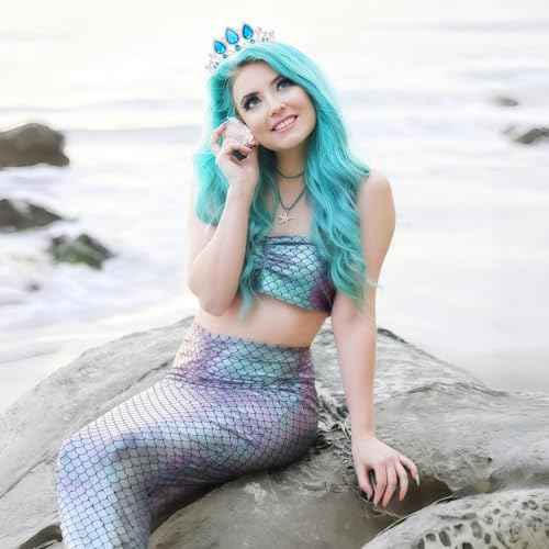 Elsa Crown Tiaras for Girls, Vofler Frozen Princess Mermaid Costume Blue Silver Headband Hair Accessories for Women Queen Adult Womens Little Girl Kids Birthday Wedding Pageant Prom Halloween Party