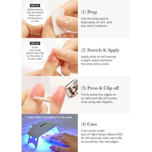 ohora Semi Cured Gel Pedi Strips (P Chilly Red) - Works with Any Pedi Lamps, Salon-Quality, Long Lasting, Easy to Apply & Remove - Includes 2 Prep Pads, Pedi File & Wooden Stick